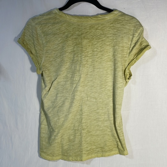 Anthropologie Pilcro Scoop Neck Tee in Green Heather Short Rolled Sleeve Small - Picture 2 of 4